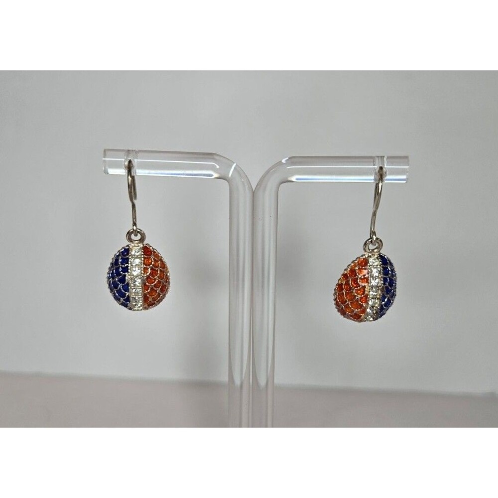 Dangle Drop Earrings Sparkly Rhinestones Blue and Orange